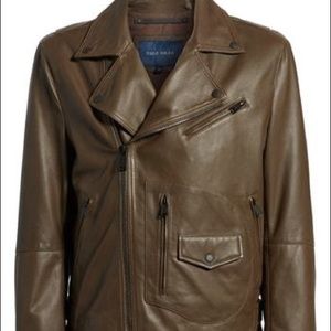 Cole Haan Lambskin Leather Biker Jacket - M